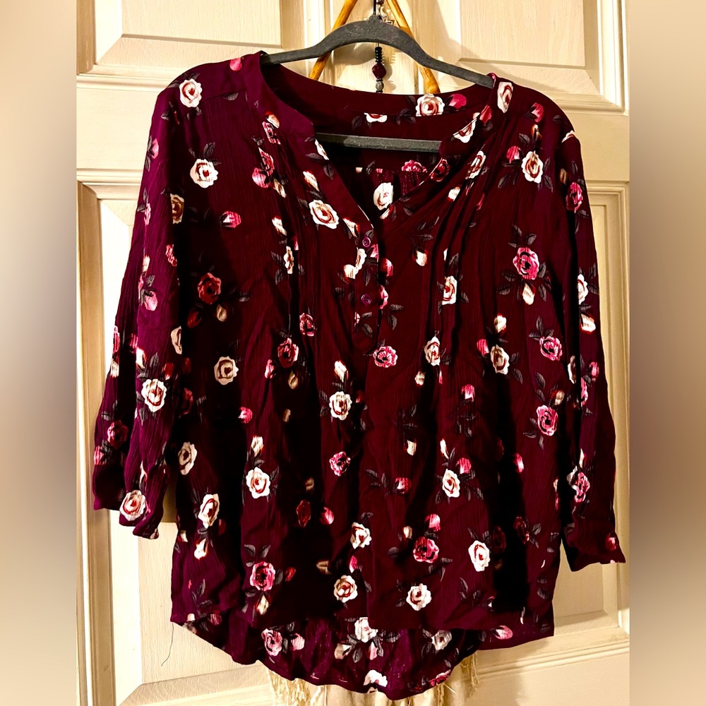 Floral Burgundy Women's Top